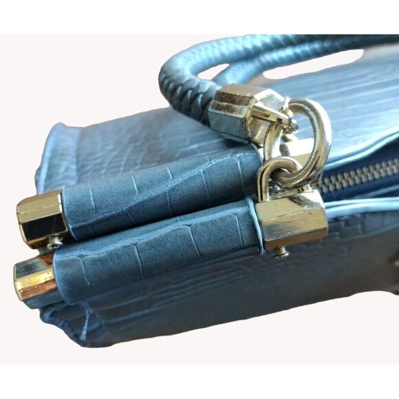 Bebe Handbag Satchel Gray Fringe Textured Braided Handle Gray - Picture 12 of 16